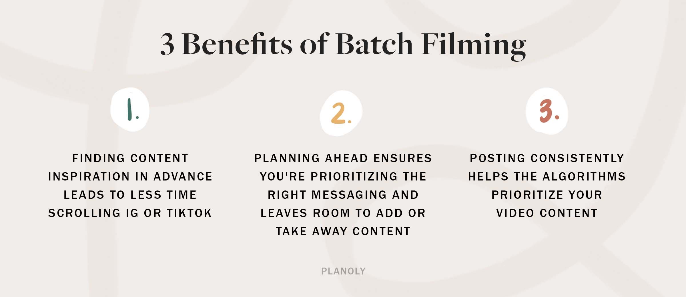 PLANOLY - Blog - 5 Tips for Batching Filming - Horizontal Image
