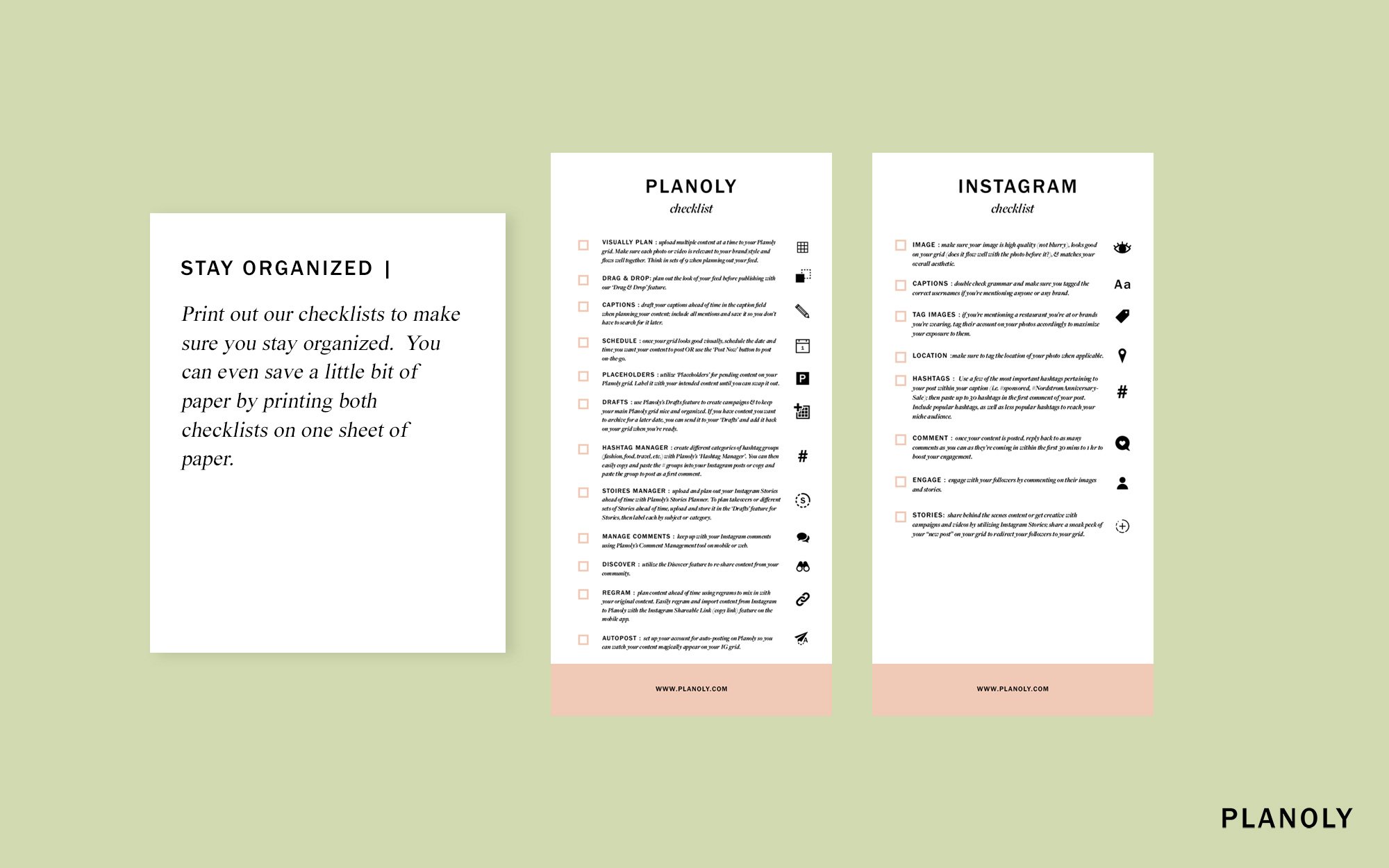 Downloadable Instagram and PLANOLY Checklist