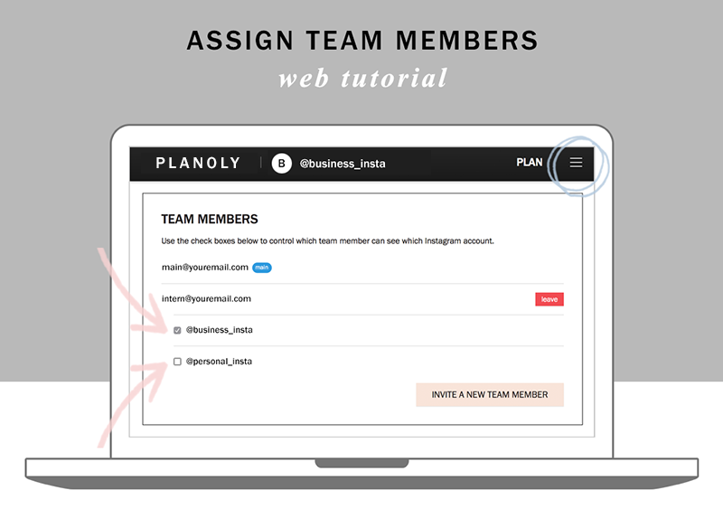 Planoly tutorial how to assign team members for Instagram accounts
