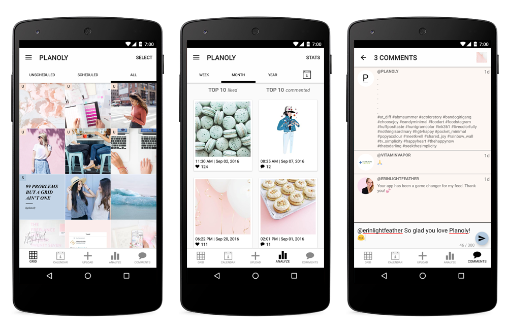 Planoly Android App Announcement - Nexus Phone