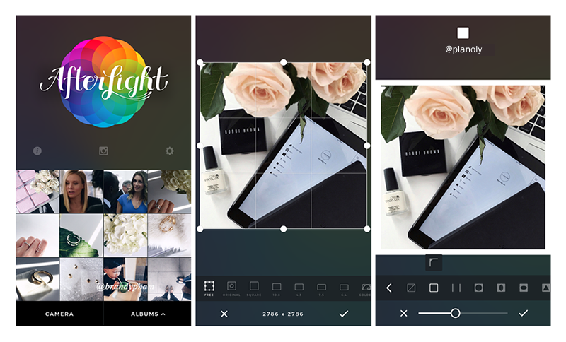 photo editing app Afterlight for Instagram PLANOLY
