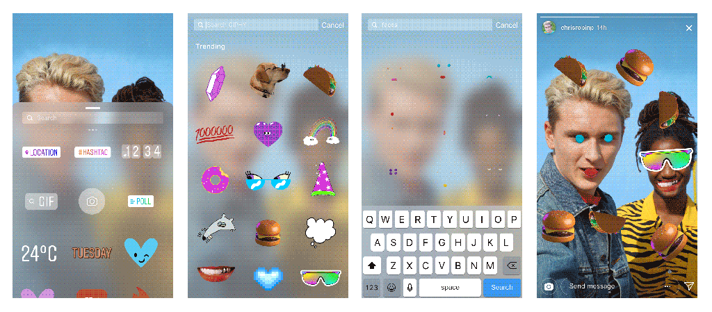 New Instagram Features Text Mode Animated GIF Stickers - PLANOLY - 2